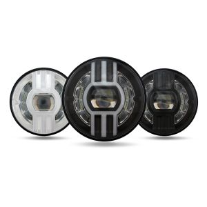 7" Beast-II Motorcycle Headlight Integrated LED, 105W Long Throw Beam, Black, Pitch Black, or Chrome