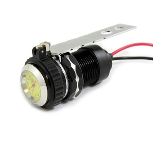 USB Charger & Clock, Motorcycle/Automotive 12V Black
