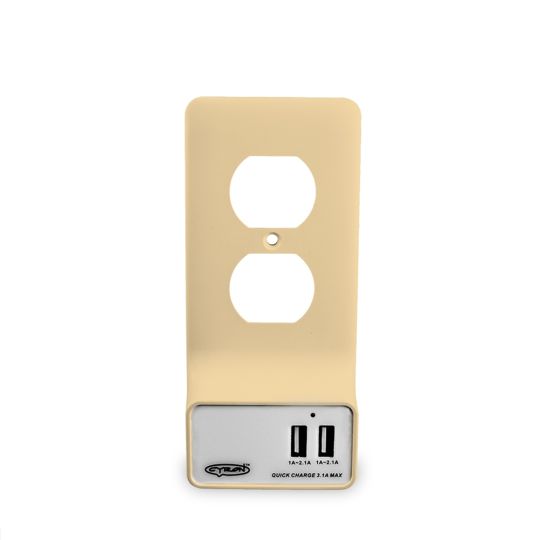 Quick USB Charger + Outlet Cover, Duplex, Almond