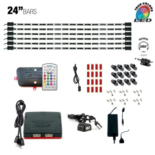 W3 Series - 6x24" IR Remote LED Multicolor RGB Accent Lighting Kit, Music Mode, ETL