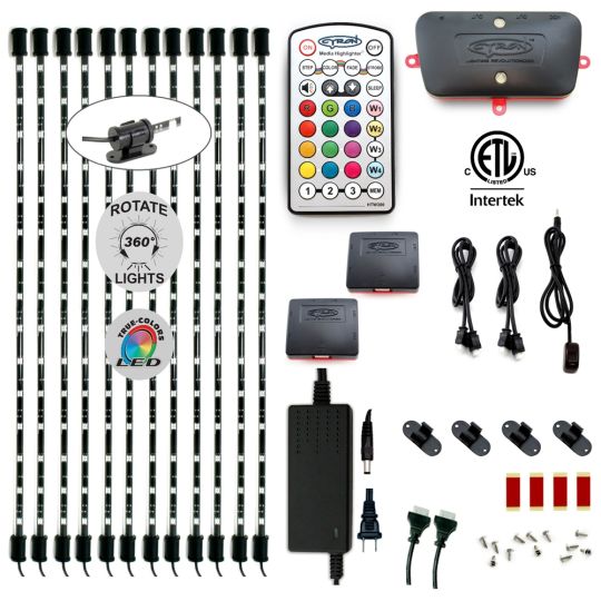 W3 Series - 12x24" IR Remote LED Multicolor RGB Accent Lighting Kit, Music Mode, ETL
