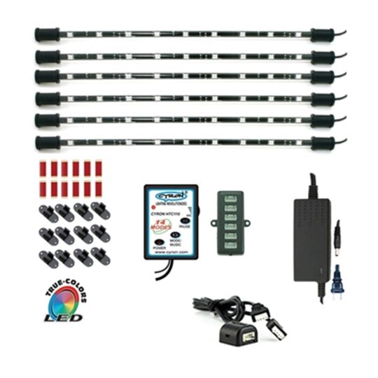 E Series - Wired Controller RGB True LED Multicolor Home TV Accent Lighting Kit, Under Cabinet Counter Light, 360 Degrees Rotatable, 6 x 15" Bars, ETL Listed