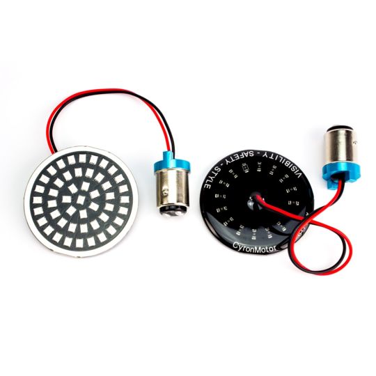 AC11 LED 1156 Turn Signal / Brake Light Bulbs for Harley Davidson, 2" Housings, Pair, Red or Amber