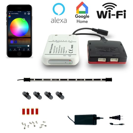W4 Series - Select Your size - Wi-Fi Wireless Lightbar Kit, Multicolor RGB Dimmable LED, Alexa & Google Voice Compatible