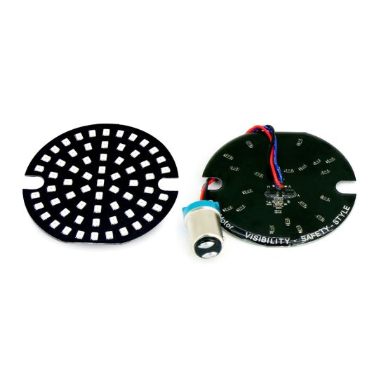 AC11F 63LED 1157 Turn Signal / Brake Light Bulbs for Harley Davidson, 3” Flat Style Pancake Housings, Pair, CHOOSE COLOR