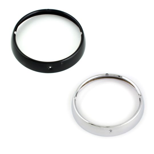 Harley 7inch Headlight Beauty Ring, Outer Ring, Black/Chrome