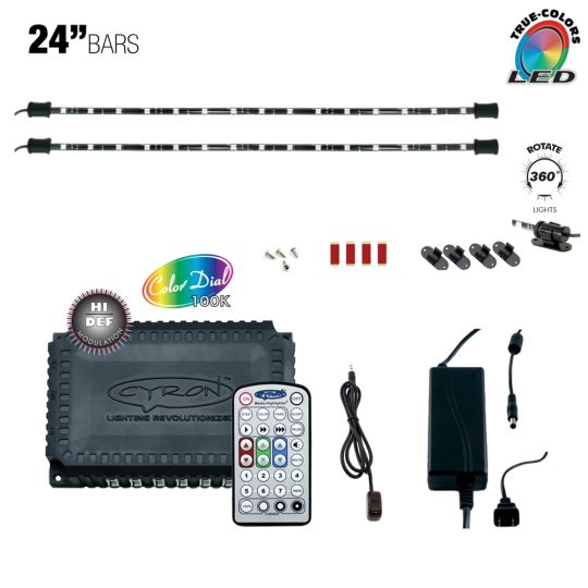 W1 Series - Hi Def Commercial Grade LED Multicolor RGB Lighting Kit, 12 Ports, 2 Bars x 24 Inch