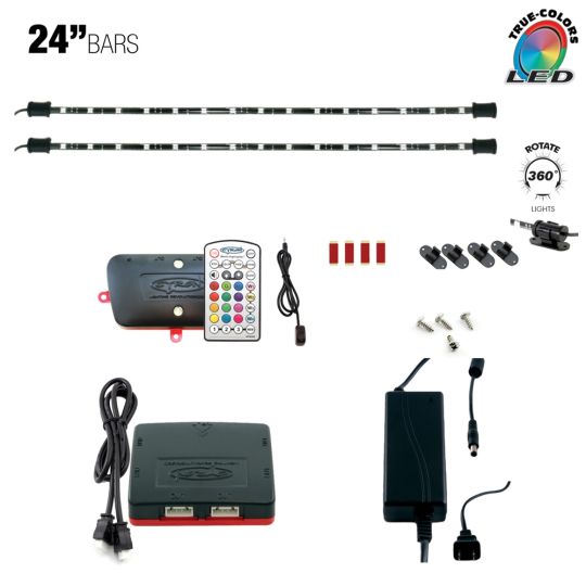 W3 Series - 2x24" IR Remote LED Multicolor RGB Accent Lighting Kit, Music Mode, ETL
