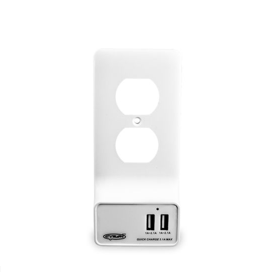 Quick USB Charger + Outlet Cover, Duplex, White