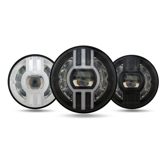 7" Beast-II Motorcycle Headlight Integrated LED, 105W Long Throw Beam, Black, Pitch Black, or Chrome